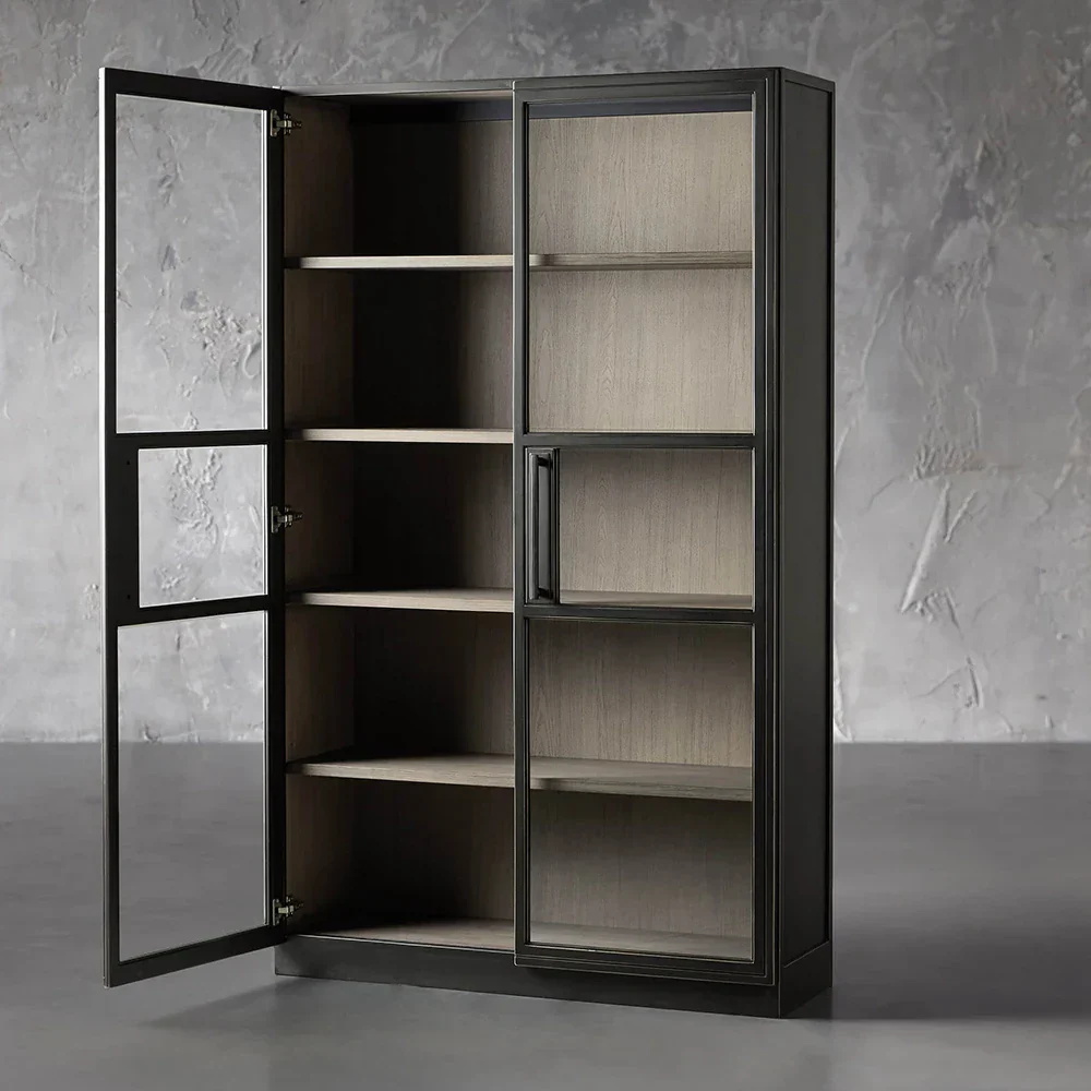 Factory oak and glass Cabinet