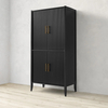 Modern Black Wood Grooved Cabinet