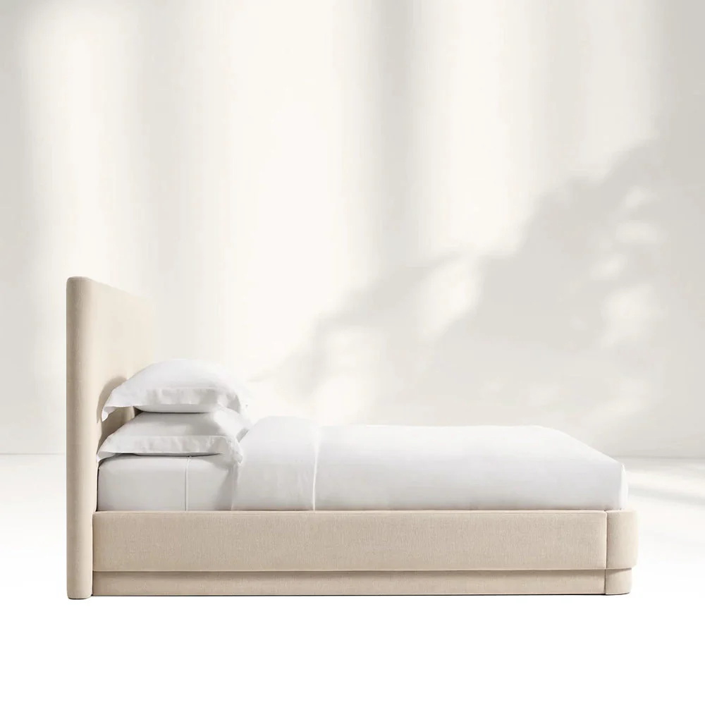 Straight edged Soft upholstered Double Bed