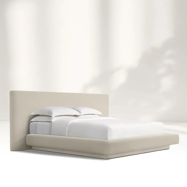 Contemporary Soft textured Beige Bed