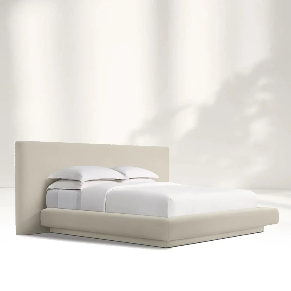 Contemporary Soft textured Beige Bed
