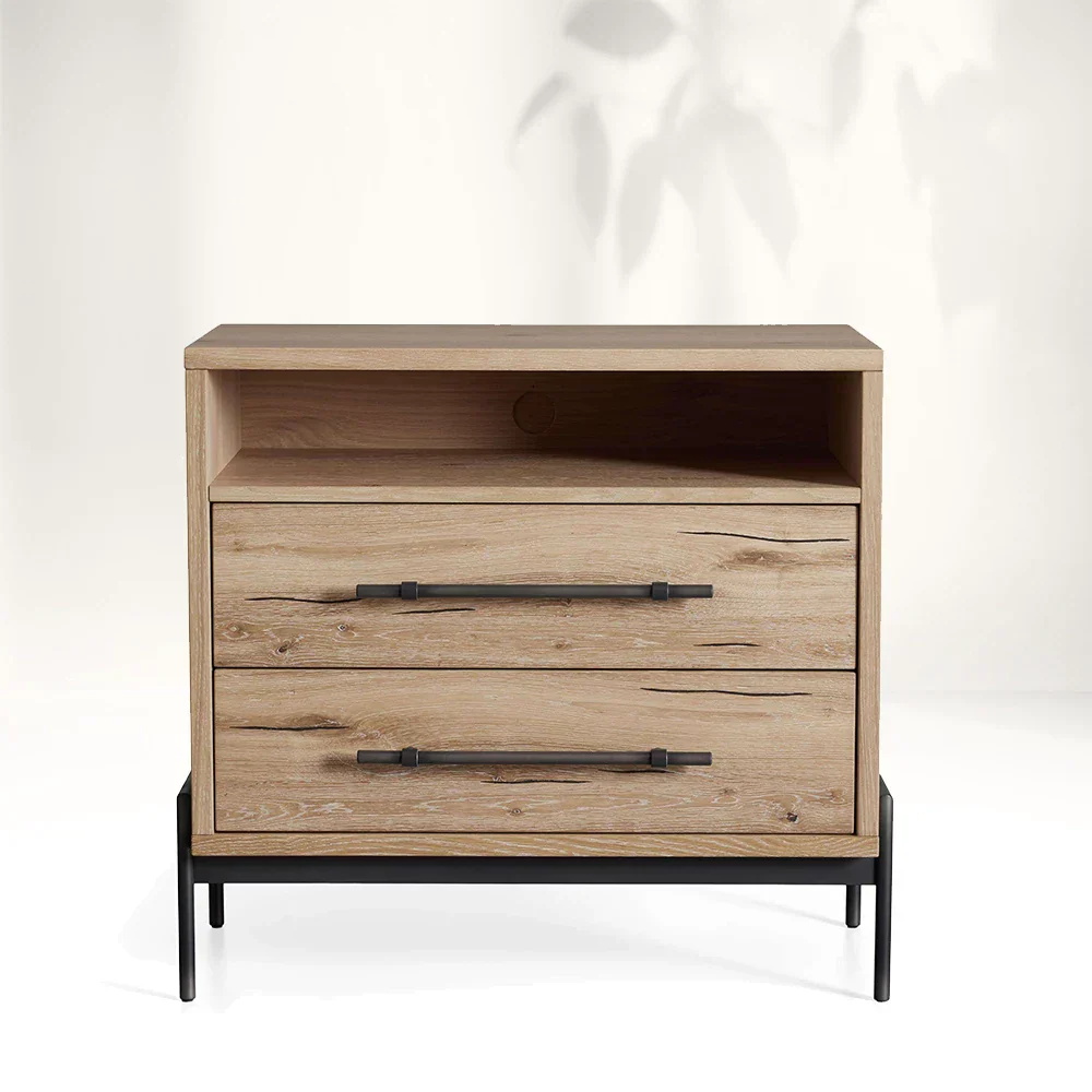  Wood Two - drawer Storage Nightstand