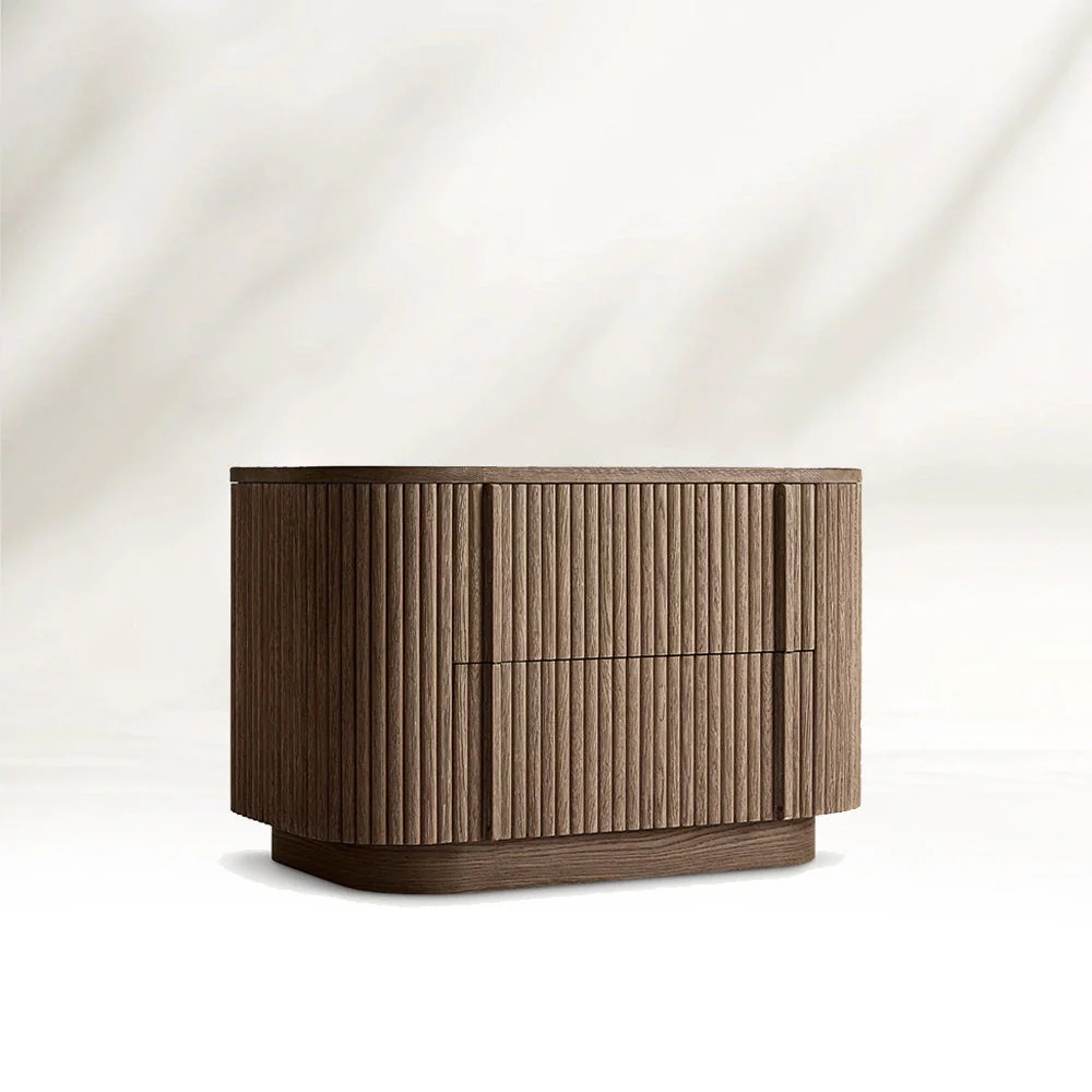 Vertical - striped Curved Nightstand