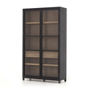 Tellers Tall Black Cabinet with Glass Doors