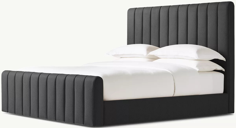  Fabric Panel Platform Bed With Footboard