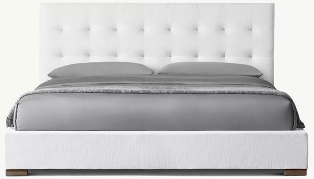  Fabric Box-Tufted Panel Platform Bed