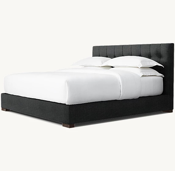  Fabric Box-Tufted Panel Platform Bed
