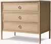 White Oak Three-drawer Storage Bedside Table
