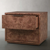 Luxury Burl Wood And Leather Night Table 
