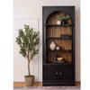 Retro arched solid wood full-wall bookcase