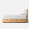 Tree Bark Finish Matte White Oak Solid Wood Panel Bed