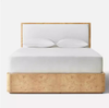 Tree Bark Finish Matte White Oak Solid Wood Panel Bed