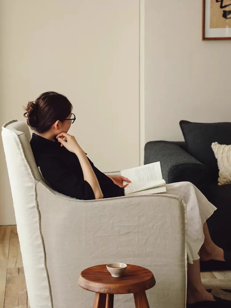 Linen single sofa