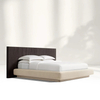 Extended Wooden Bed Frame With Fabric Base