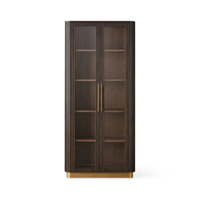 Modern - Luxury Dark Wood Grooved Display Cabinet