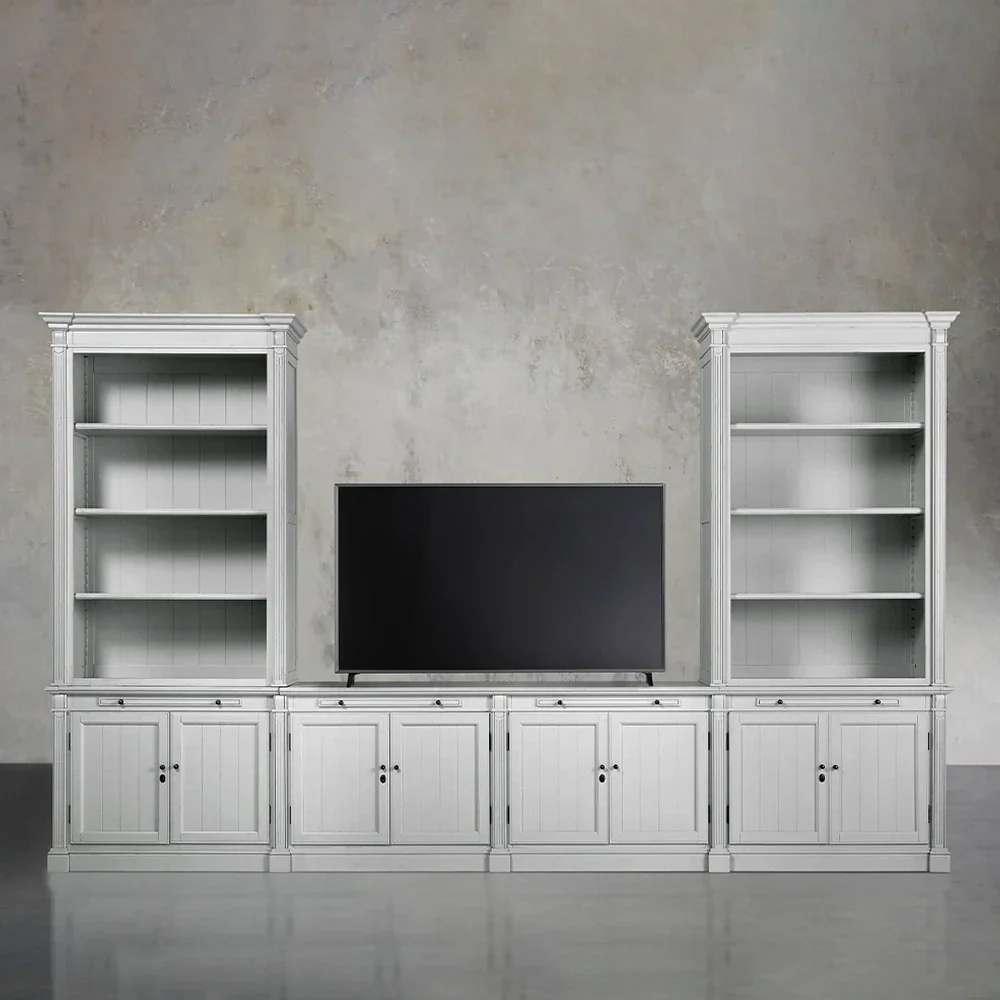Modular Media Console with Double Bookcases