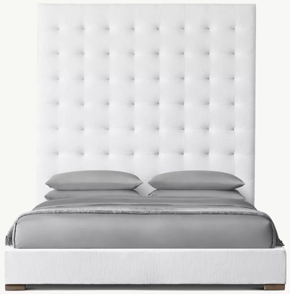  Fabric Box-Tufted Panel Platform Bed