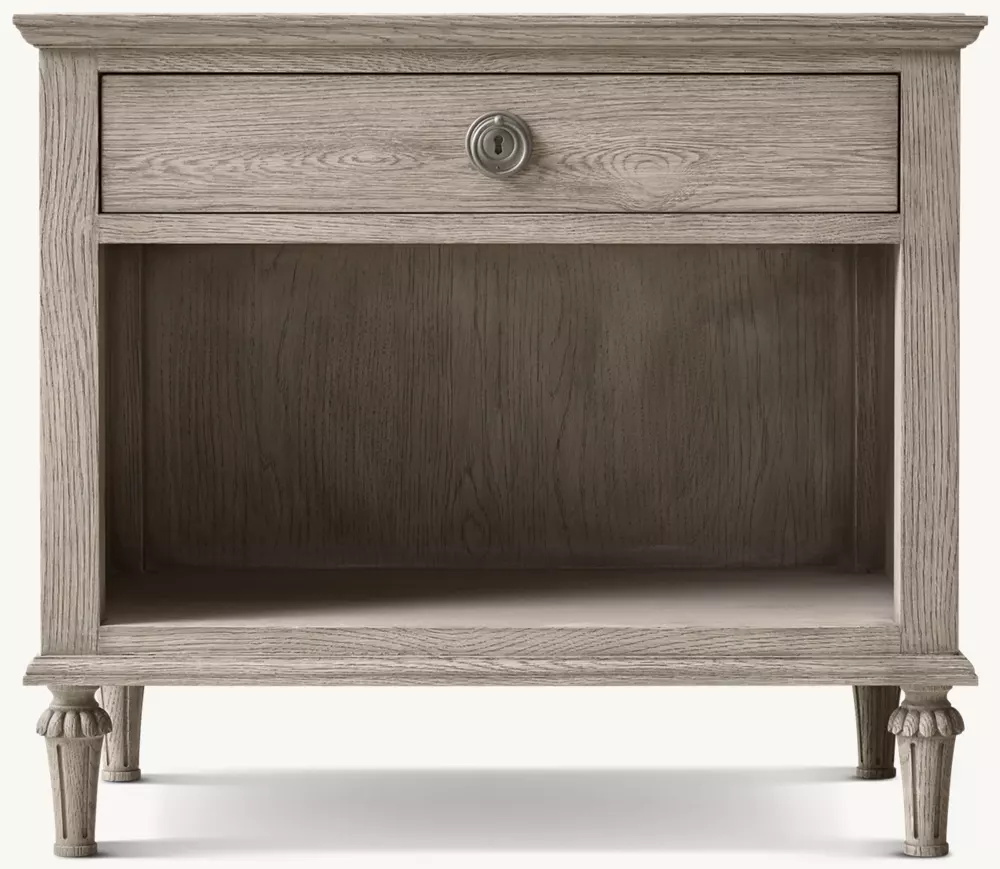 Rattan & Wood Bedside Table