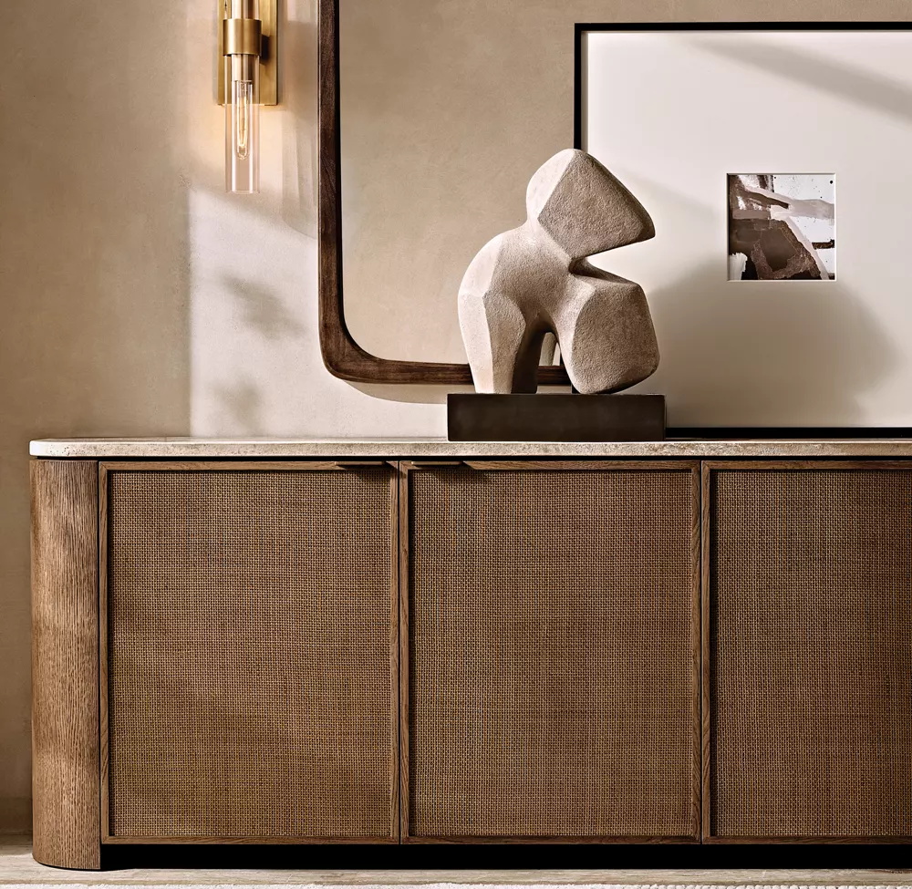 Woven Panel 4-Door Sideboard