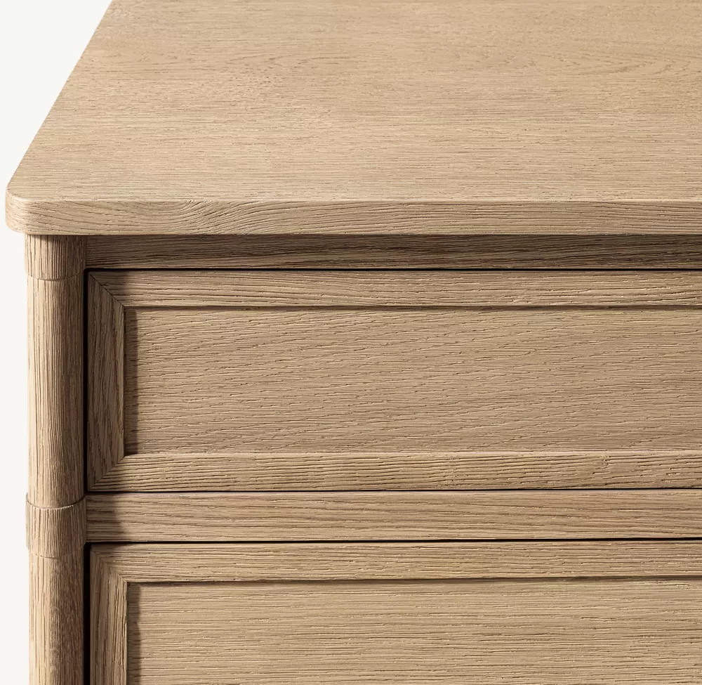 White Oak Three-drawer Storage Bedside Table