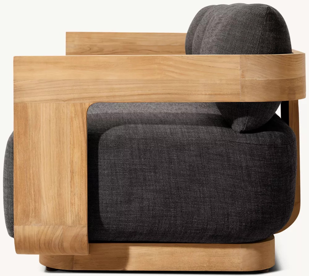 Handmade teak three-seater outdoor sofa