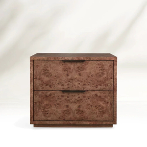 Luxury Burl Wood And Leather Night Table 