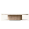 Natural Stone Wood Pedestal Coffee Table