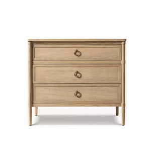 White Oak Three-drawer Storage Bedside Table