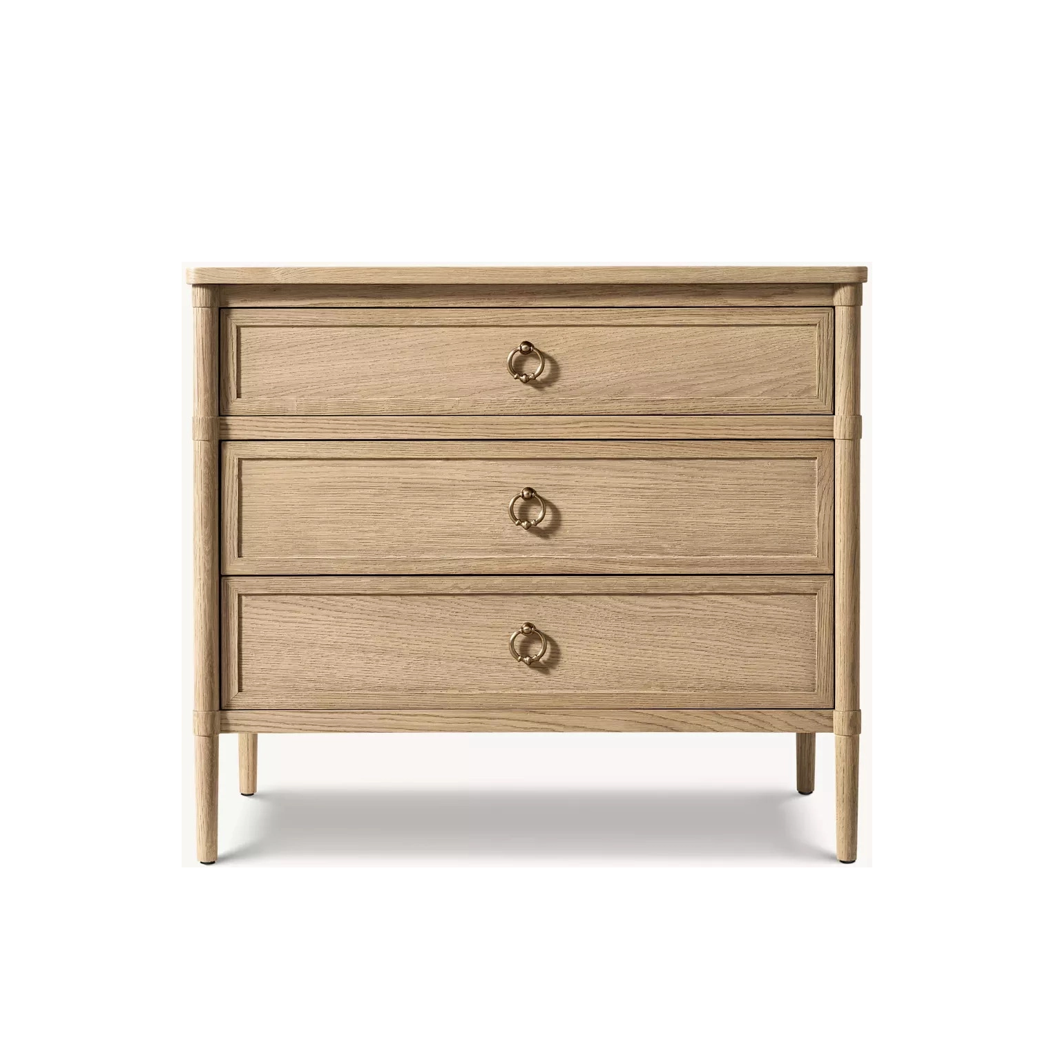 White Oak Three-drawer Storage Bedside Table
