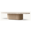 Natural Stone Wood Pedestal Coffee Table