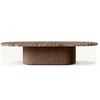 Natural Stone Wood Pedestal Coffee Table